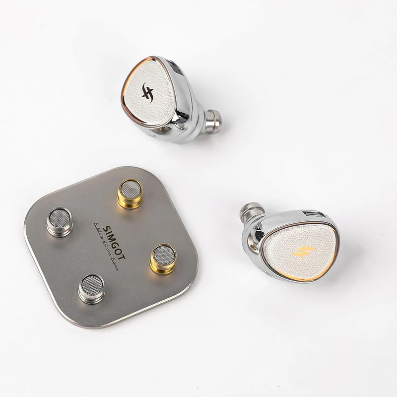 SIMGOT EA1000 Fermat Flagship 2nd Gen Dual Magnetic Dual Cavity 10mm Dynamic Driver, With SDPGD Purple-gold Diaphragm, Detachable Tuning Nozzles, Silver-Plated Cable In-Ear Monitor (Silver)