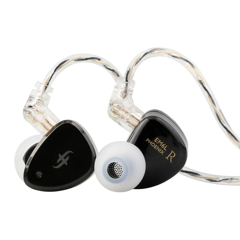 SIMGOT EM6L 1DD + 4BA Hybrid Driver, Detachable OFC Silver-Plated Cable in-Ear Monitor (Black)