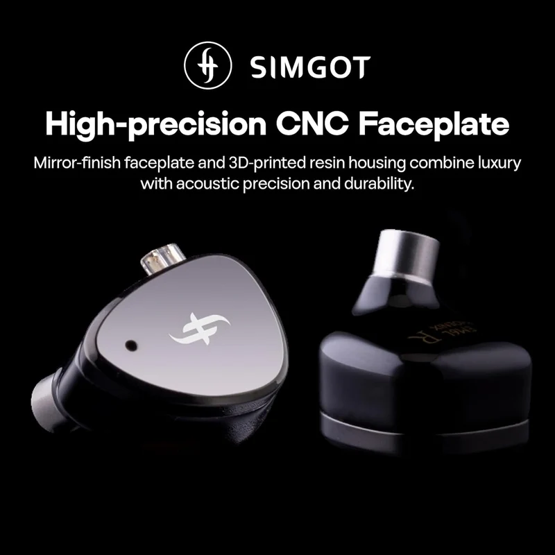 SIMGOT EM6L 1DD + 4BA Hybrid Driver, Detachable OFC Silver-Plated Cable in-Ear Monitor (Black)
