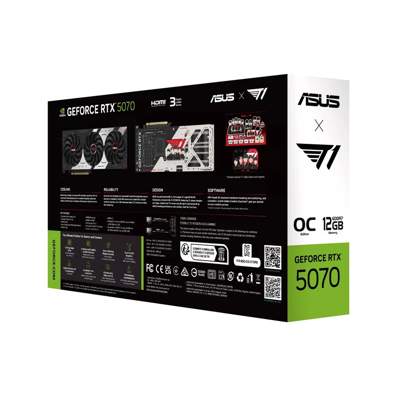 Asus T1 GeForce RTX 5070 12GB GDDR7 OC Edition Graphics Card