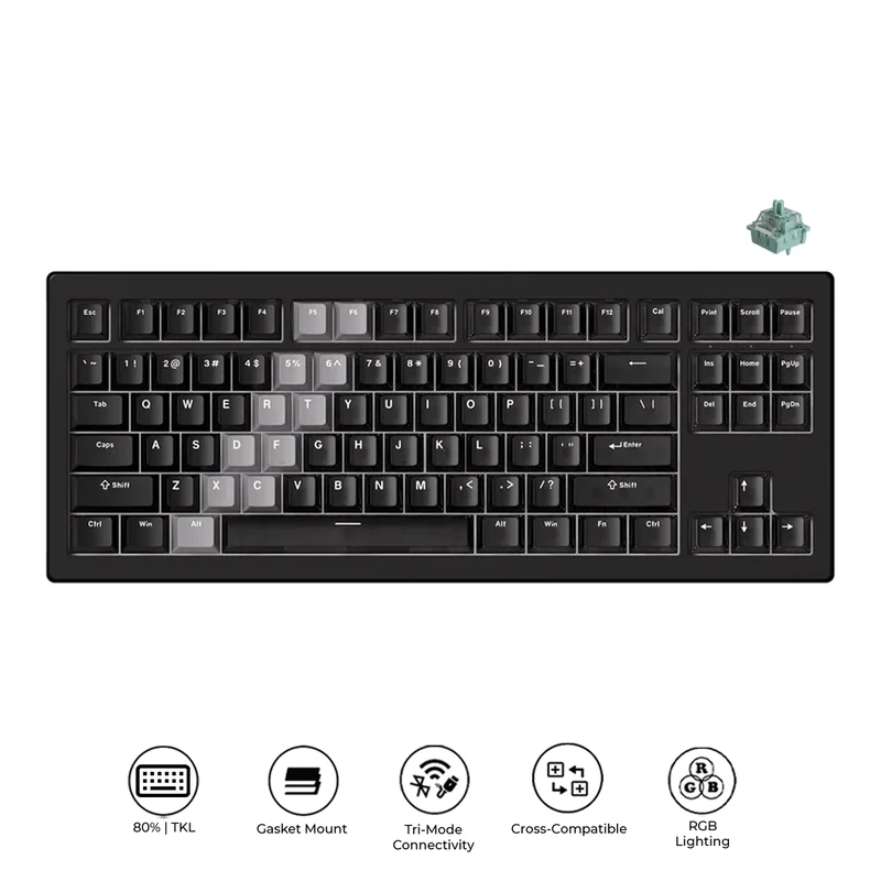 Akko 5087 V3 Tri-Mode RGB Hot-Swappable Magnetic Keyboard Gradient Hybrid Black Transparent (AstroAim Switch) (016-052-03D-048-050)