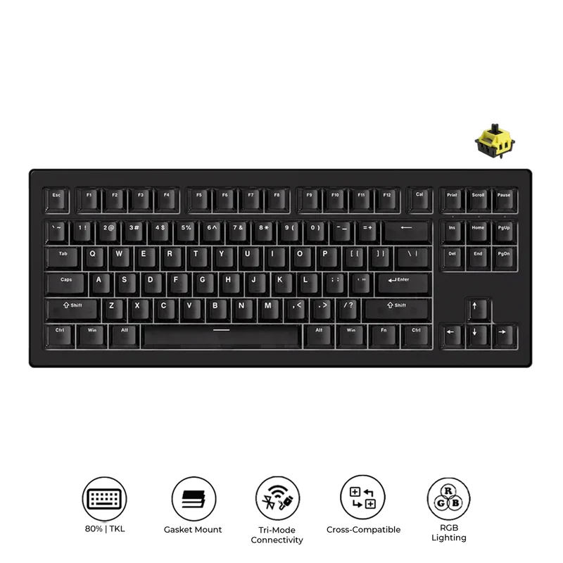 Akko 5087 V3 Tri-Mode RGB Hot-Swappable Magnetic Keyboard Black Transparent (Flash Switch) (016-052-079-049-050)