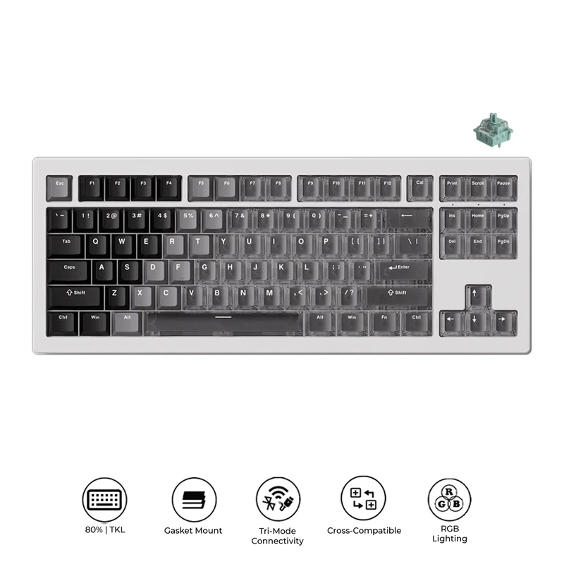 Akko 5087 V3 Tri-Mode RGB Hot-Swappable Magnetic Keyboard Gradient Hybrid White Transparent (AstroAim Switch) (017-052-03C-048-050)