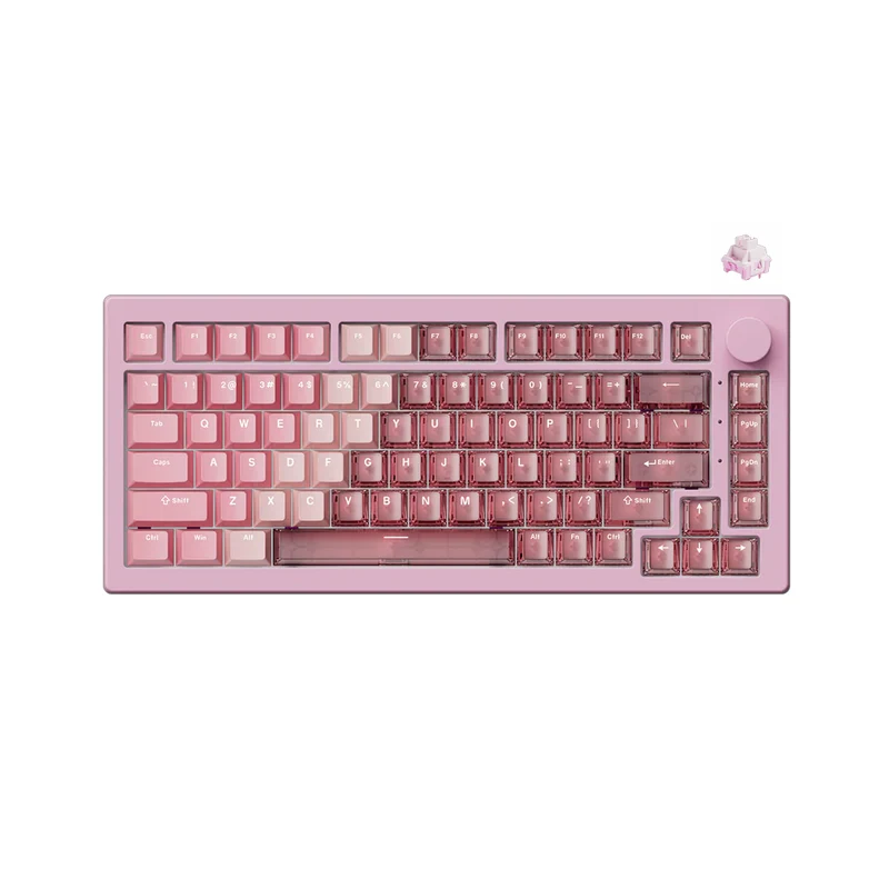 Akko 5075 V3 Multi-Mode RGB Hot-Swappable Mechanical Keyboard (Gradient Hybrid Pink Transparent) (Akko Frost Pink Switch) (013-003-087-04J-004)