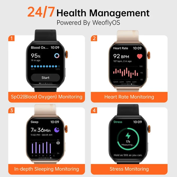 Weofly Edge 2 Smartwatch (Black, Gold, Silver) (WFEG625BL, WFEG625GD, WFEG625SL)