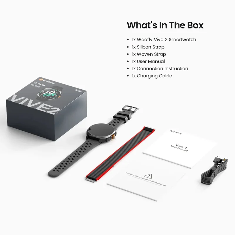 Weofly Vive 2 Smartwatch (Black, Silver) (WFVV708BL, WFVV708SL)