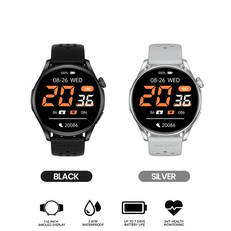 Weofly Curve 2 Smartwatch (Black, Silver) (WFCV699BL, WFCV699SL)