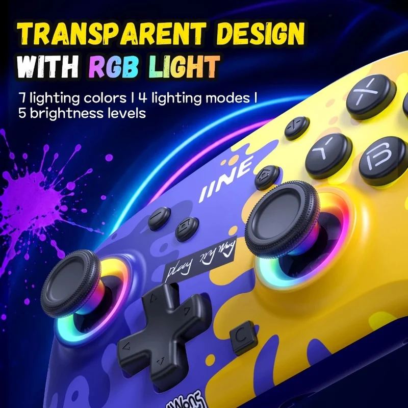 IINE Stella Series HD Rumble Wireless Controller (Pink & White, Purple & Yellow) (L1299, L1300)