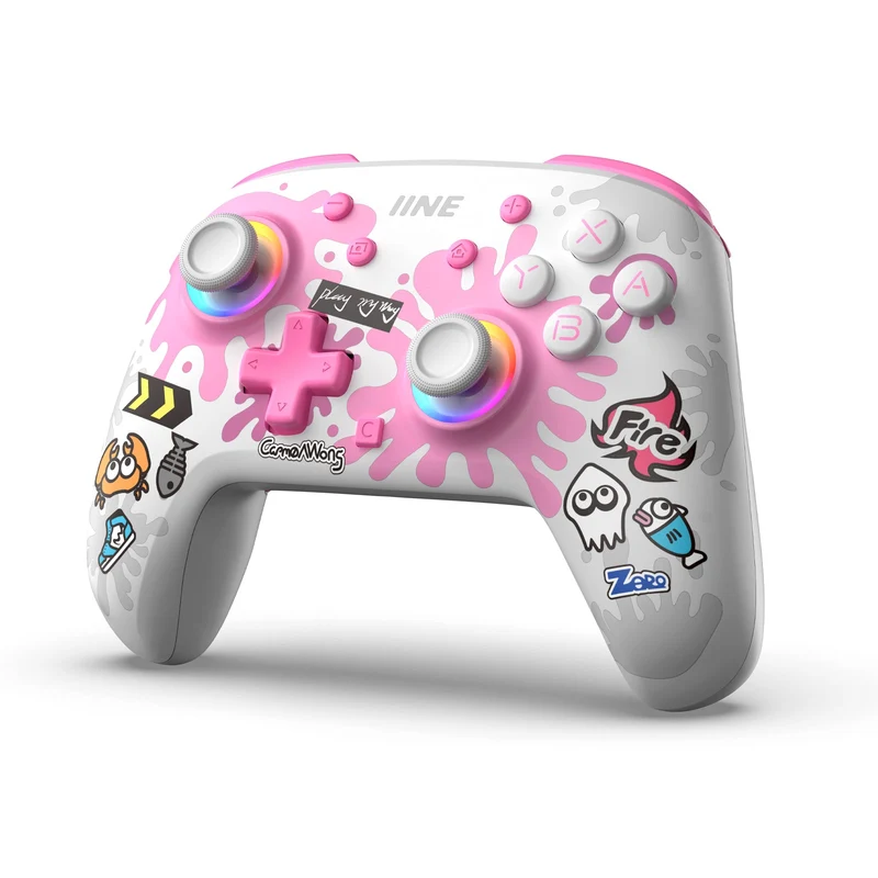 IINE Stella Series HD Rumble Wireless Controller (Pink & White, Purple & Yellow) (L1299, L1300)
