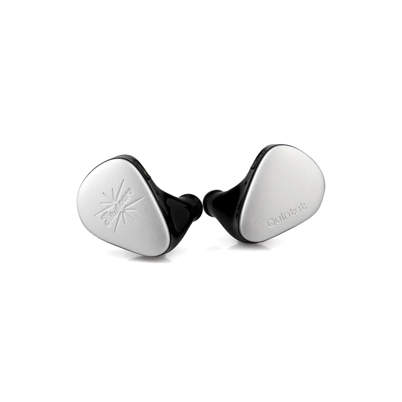 Kiwi Ears Quintet Hybrid In-Ear Monitor 1DD + 2BA + 1 Planar + 1 PZT with Detachable Silver-Plated OFC Cable, Metal Faceplate, 3D-Printed Resin Shell
