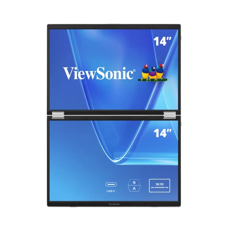 ViewSonic VG1457 14" WUXGA (1920x1200) 60Hz 16ms IPS Dual Screen Portable Monitor With USB-C And Protective Case