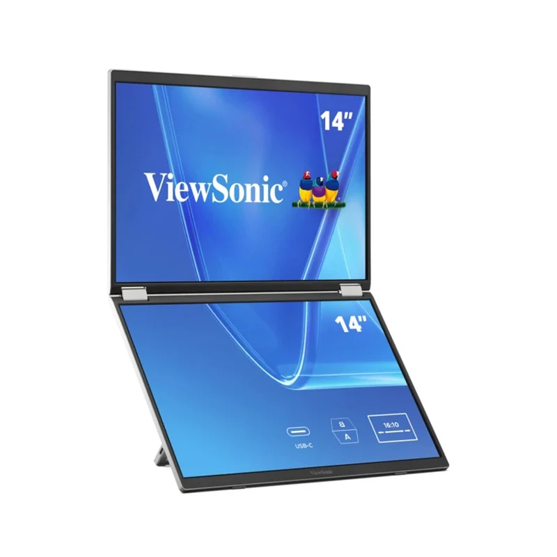 ViewSonic VG1457 14" WUXGA (1920x1200) 60Hz 16ms IPS Dual Screen Portable Monitor With USB-C And Protective Case