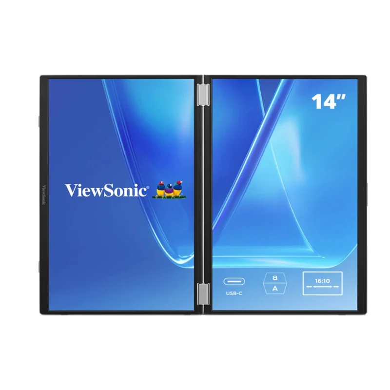 ViewSonic VG1457 14" WUXGA (1920x1200) 60Hz 16ms IPS Dual Screen Portable Monitor With USB-C And Protective Case