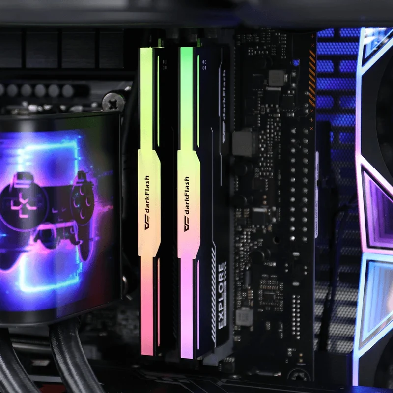 DarkFlash Explorer 16GB (1x16GB) 3200MHz 1.2v DDR4 UDIMM With RGB Gaming Memory (Black, White) (DF416322RBX, DF416322RWX)