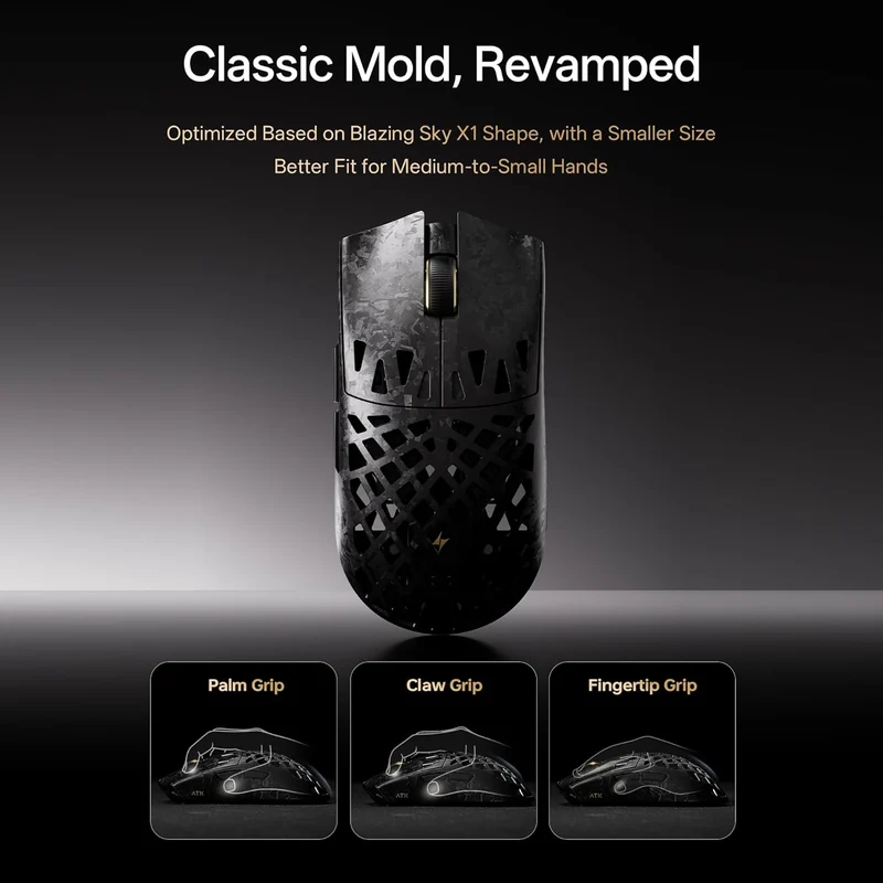 ATK Blazing Sky Ghost Extreme Series Carbon Fiber Skeleton Gaming Mouse (Black, Silvery, Purple)