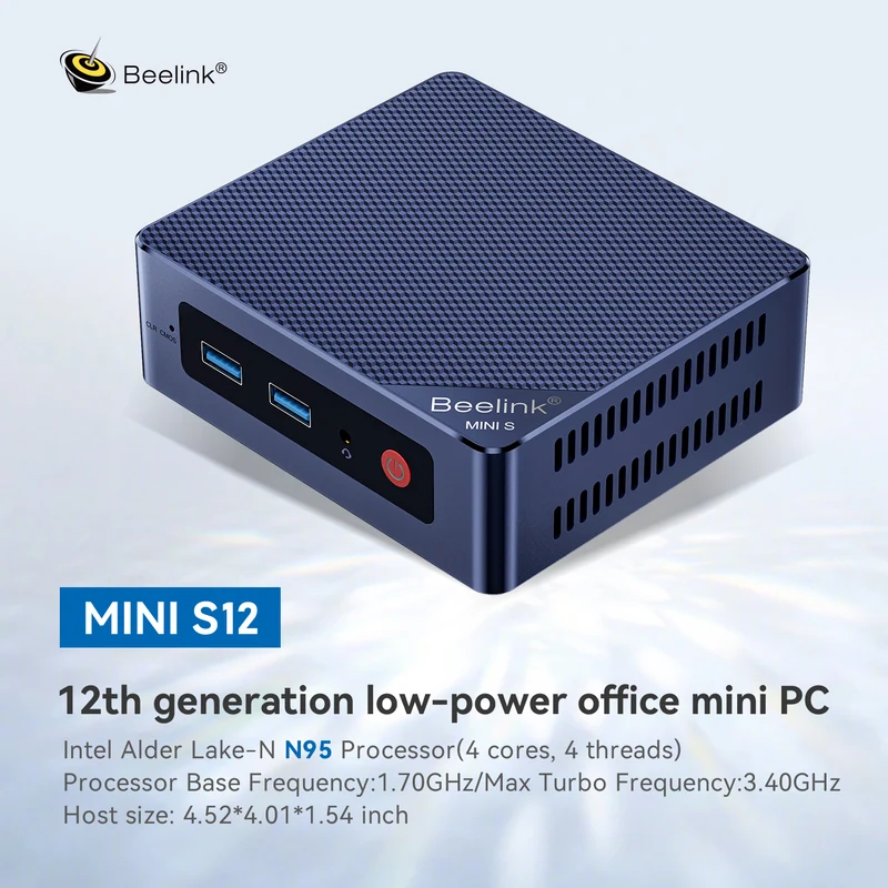 Beelink Mini S12-LP Intel N95 Processor 12GB RAM 480GB SSD Mini PC (Navy Blue)