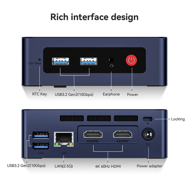Beelink Mini S12-LP Intel N95 Processor 12GB RAM 480GB SSD Mini PC (Navy Blue)