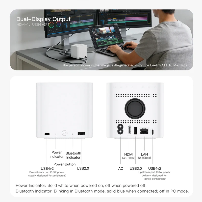 Beelink Mate Pro Multi-Functional Docking Station (Pearl White)