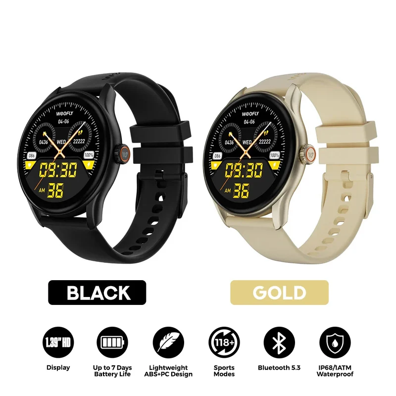 Weofly Spirit 3 Smartwatch (Black, Gold) (WFSP854BL, WFSP854GD)