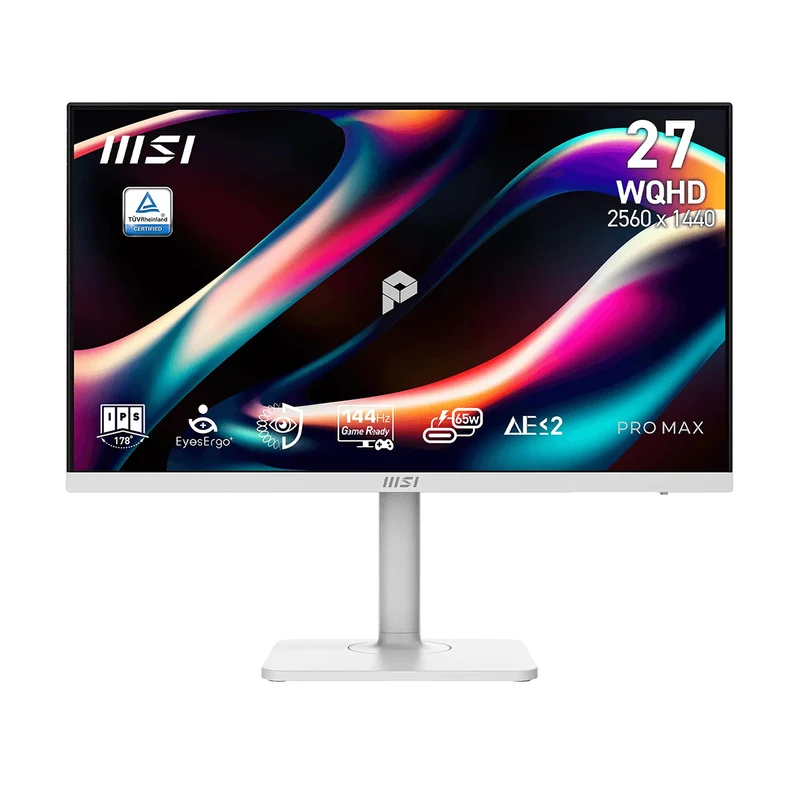 MSI Pro Max 271QPHW E14 27" WQHD (2560x1440) 144Hz 1ms MPRT/ 4ms GTG IPS Business Productivity Monitor with Tilt/ Height/ Swivel/ Pivot Adjustment (White)
