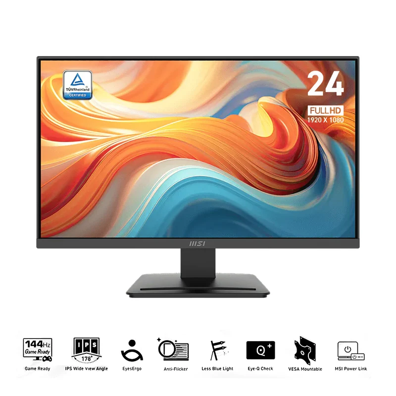 MSI Pro MP243L E14 23.8" FHD (1920x1080) 144Hz 1ms MPRT/ 4ms GTG IPS Business Productivity Monitor with Tilt Adjustment (Black)