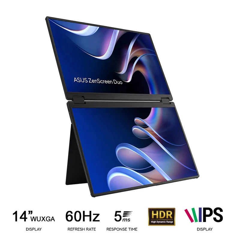 ASUS ZenScreen Duo MB14FCD 14" WUXGA (1920x1200) 60Hz 5ms GTG IPS USB-C Foldable Portable Monitor