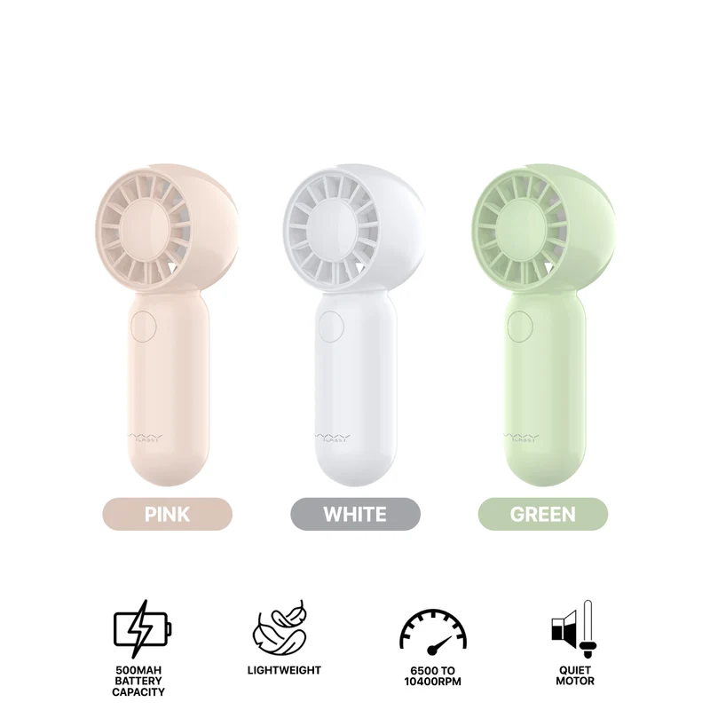 Vyvylabs Handheld Mini Pocket Fan (White, Pink, Green) (S17-WH, S17-PK, S17-GR)