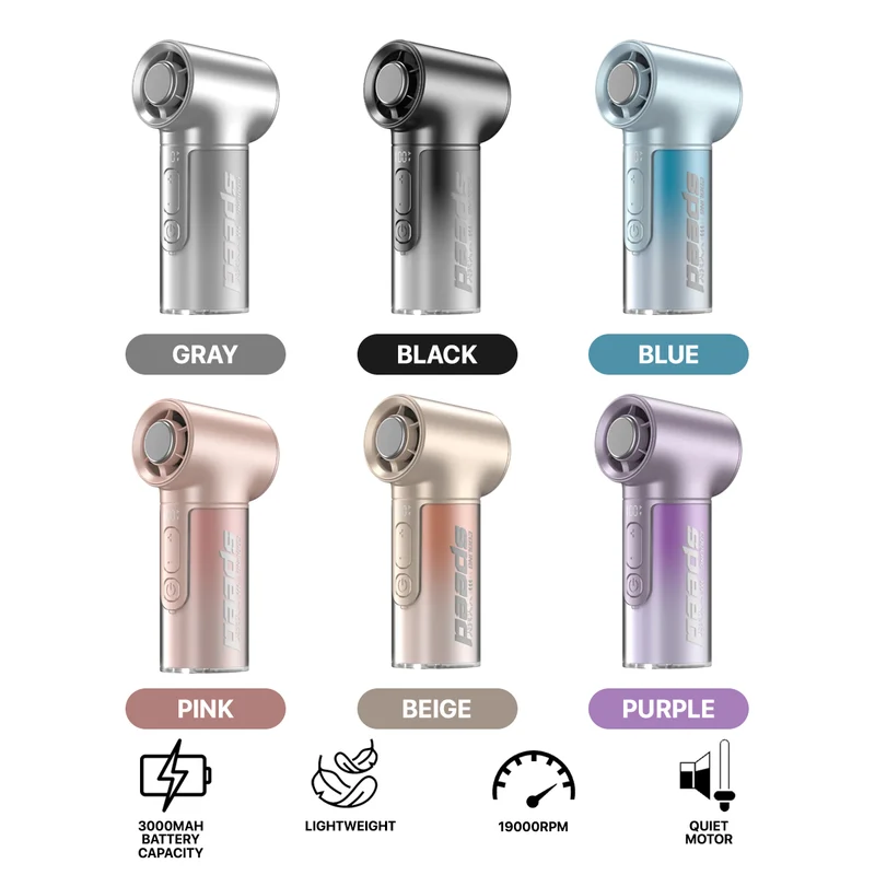 Vyvylabs High Speed 19000 RPM Cooling Handheld Fan 3000mAh (Grey, Black, Blue, Pink, Beige, Purple) (YF13-GY, YF13-BK, YF13-BL, YF13-PK, YF13-BG, YF13-PL)