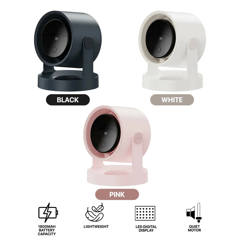 Vyvylabs S04 Digital Desktop Fan (Black, White, Pink) (S04-BK, S04-WH, S04-PK)