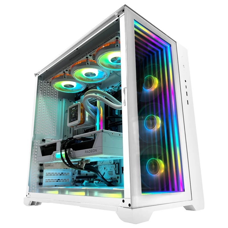 Ultra Magnium Gear White Desktop Gaming PC | AMD Ryzen 7 9850X3D | 32GB (2x16GB) RAM | 2TB SSD | RX 9070 XT | Windows 11 Pro