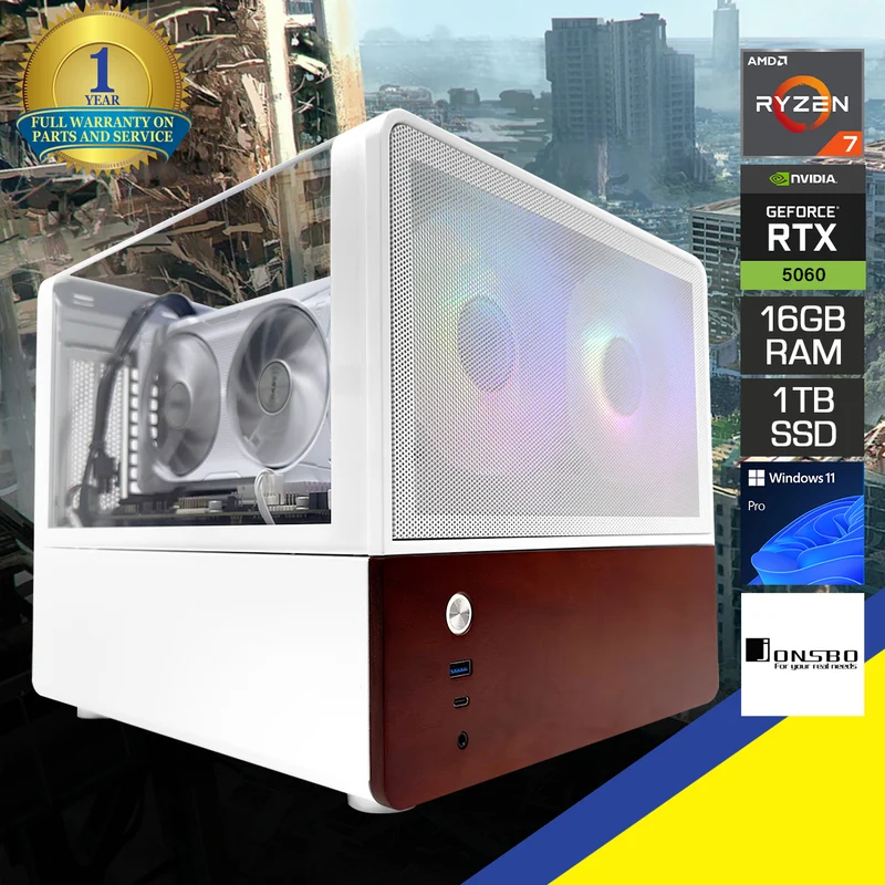 Aurora V12 White Desktop Gaming PC | AMD Ryzen 7 8700F | 16GB (2x8GB) RAM | 1TB SSD | RTX 5060 | Windows 11 Pro
