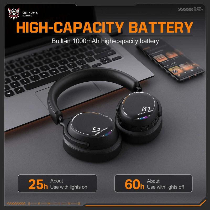 Onikuma GT886 Tri-Mode Gaming Headset (Black, Rose Red)