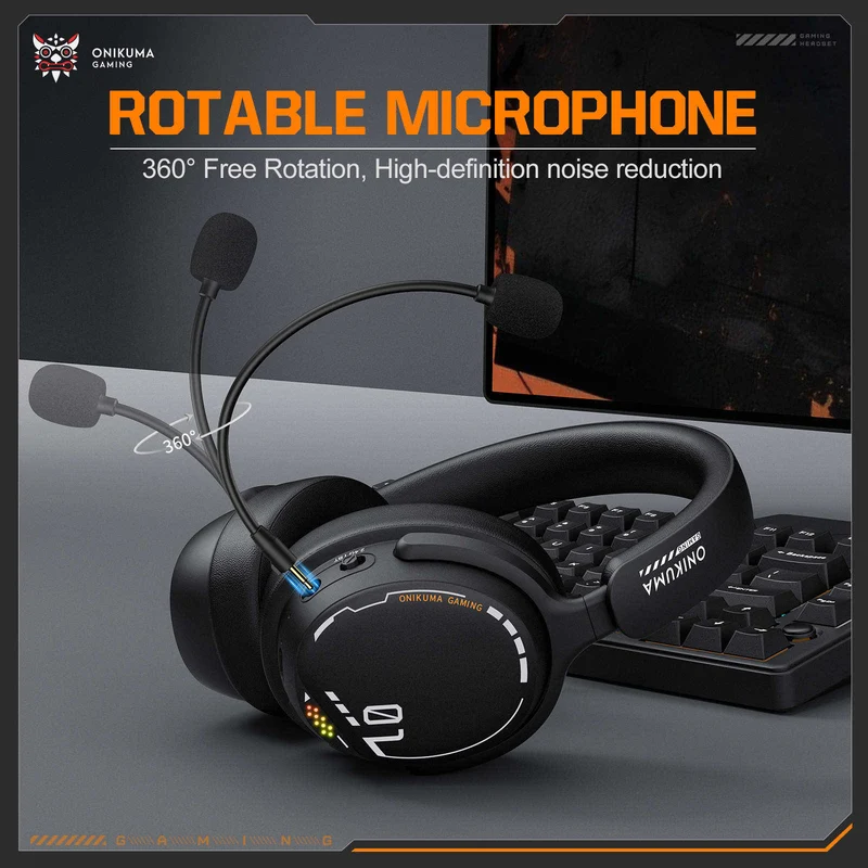 Onikuma GT886 Tri-Mode Gaming Headset (Black, Rose Red)