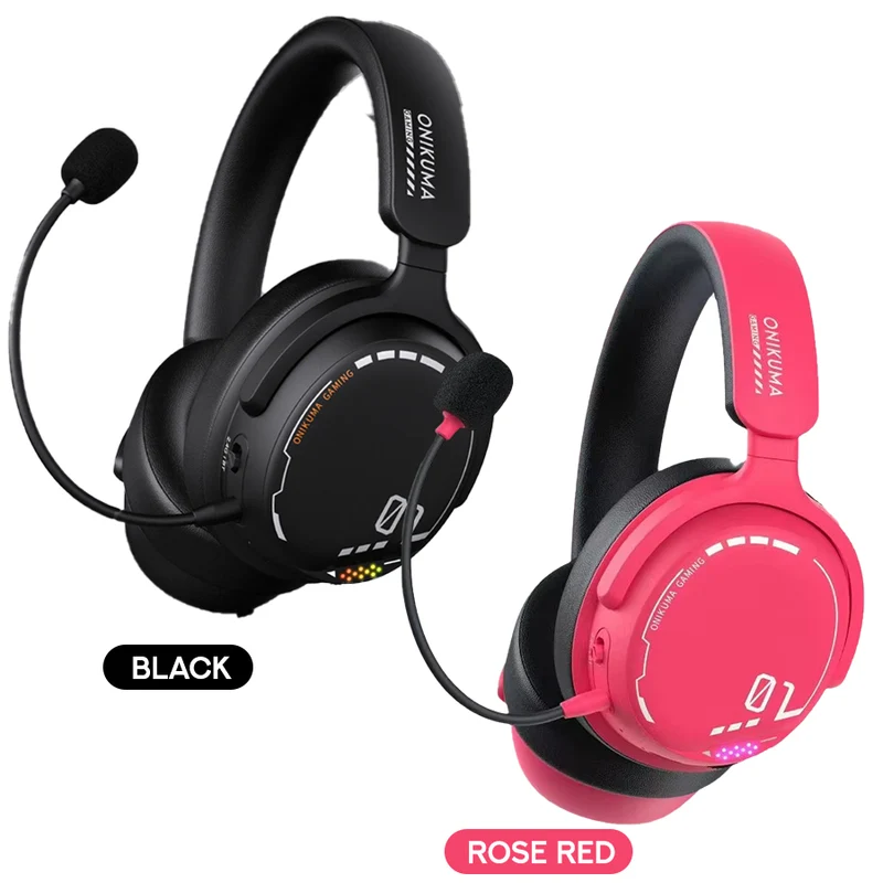 Onikuma GT886 Tri-Mode Gaming Headset (Black, Rose Red)