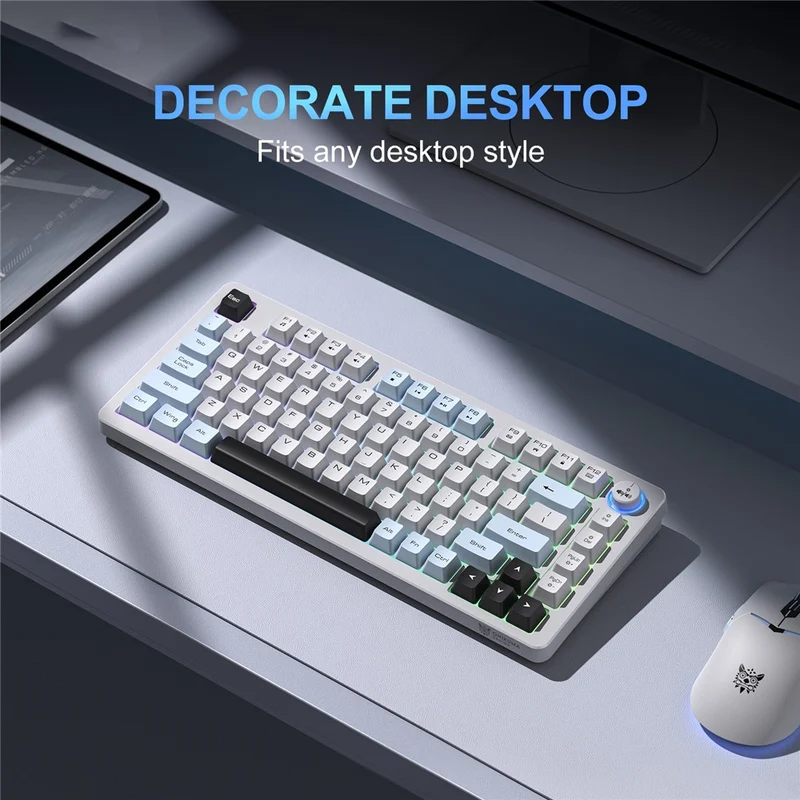 Onikuma MT501 81 Keys RGB Tri-Mode Membrane Keyboard (White)