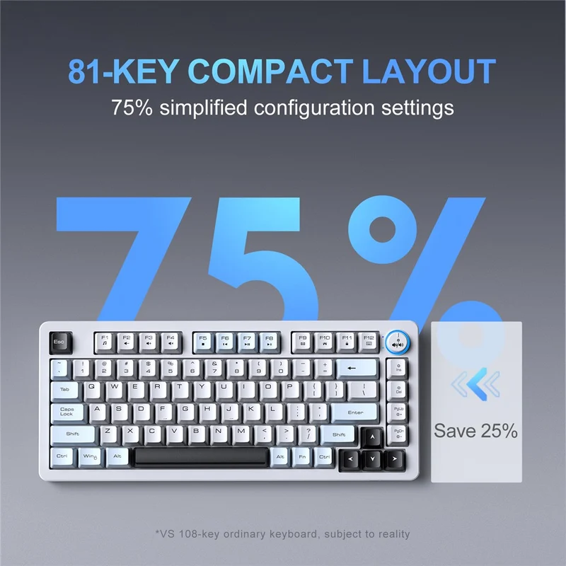 Onikuma MT501 81 Keys RGB Tri-Mode Membrane Keyboard (White)