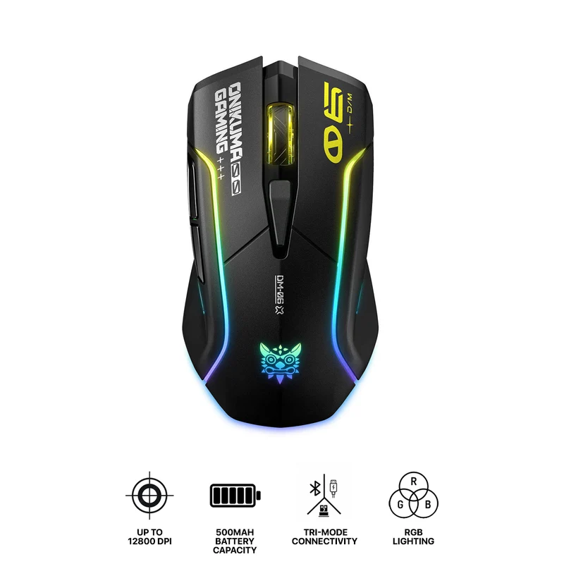 Onikuma DM06 Tri-Mode RGB Wireless Gaming Mouse (Black)