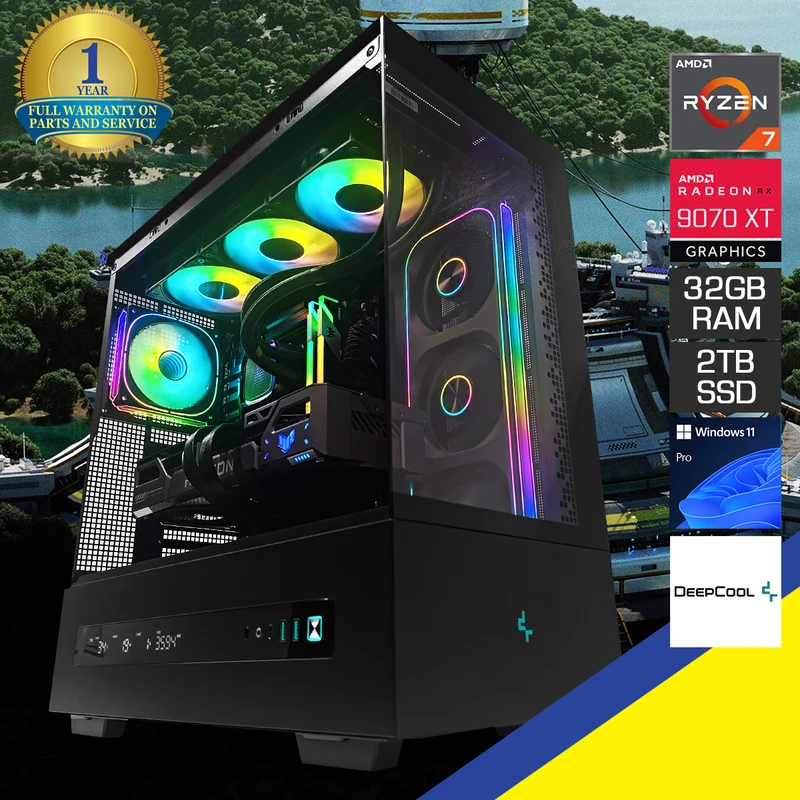 Ultra CH690 Black Desktop Gaming PC | AMD Ryzen 7 9800X3D | 32GB (2x16GB) RAM | 2TB SSD | RX 9070 XT | Windows 11 Pro