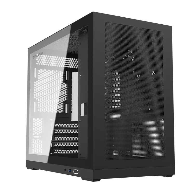 DarkFlash DS210 Luxury M-ATX Tempered Glass Side Panel PC Case (Black)