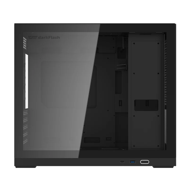 DarkFlash DS210 Luxury M-ATX Tempered Glass Side Panel PC Case (Black)