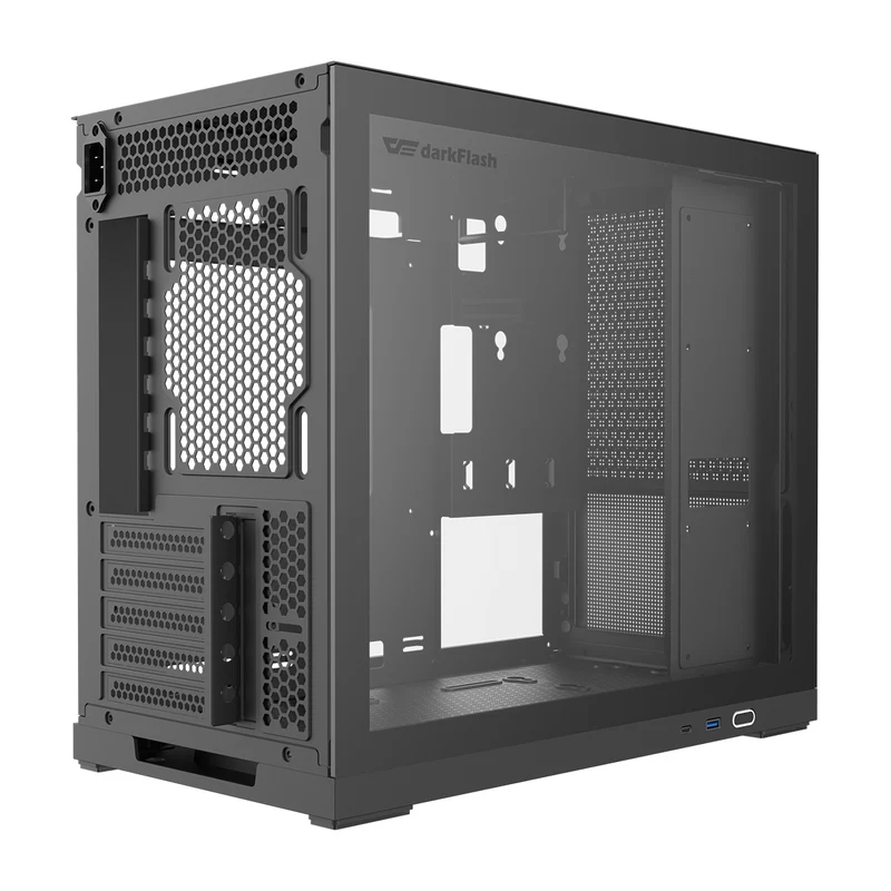DarkFlash DS210 Luxury M-ATX Tempered Glass Side Panel PC Case (Black)
