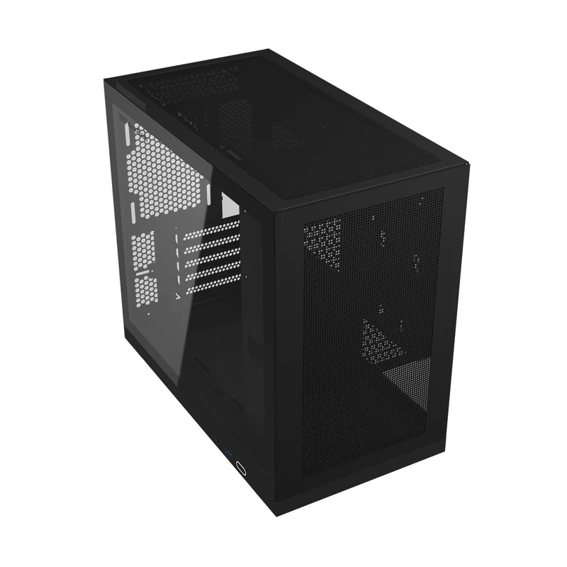 DarkFlash DS210 Luxury M-ATX Tempered Glass Side Panel PC Case (Black)