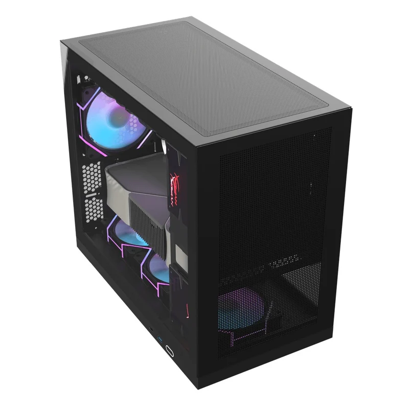 DarkFlash DS210 Luxury M-ATX Tempered Glass Side Panel PC Case (Black)