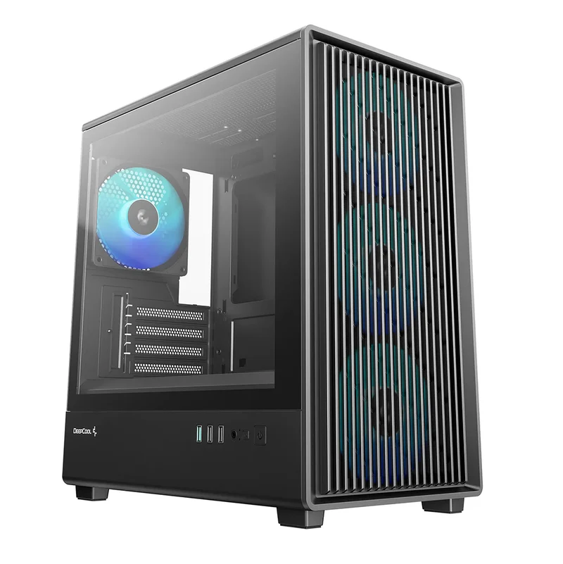 DeepCool CC350 4F Tempered Glass High-Airflow Micro-ATX / M-ATX PC Case (Black) (R-CC350BKANA4-G)