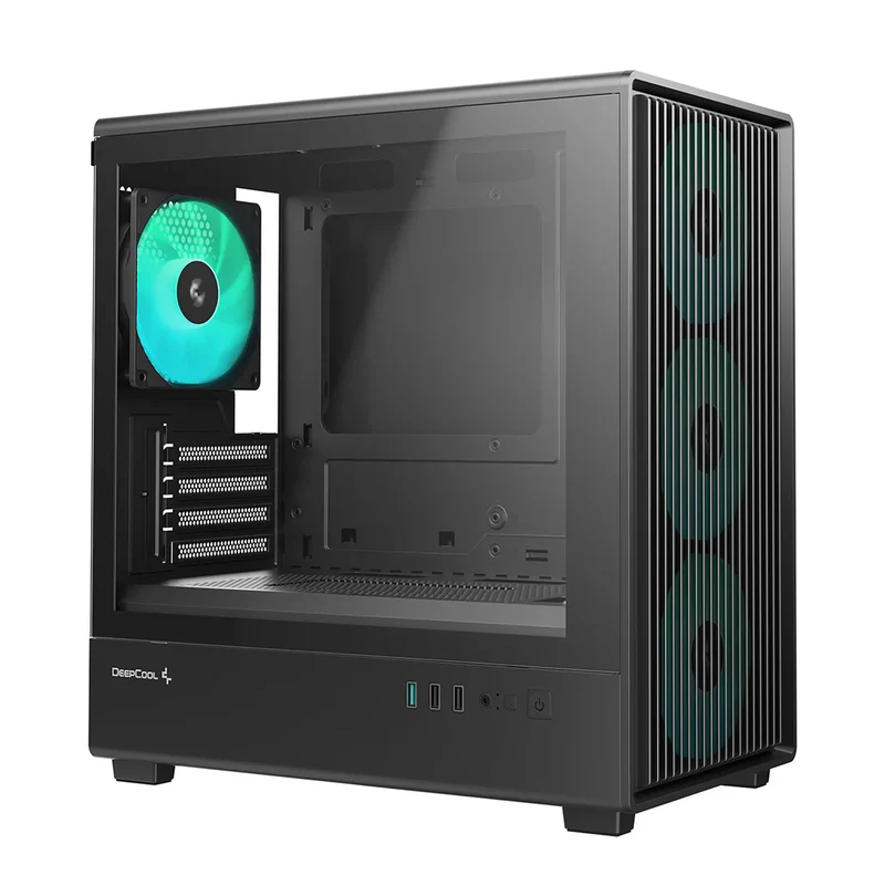DeepCool CC350 4F Tempered Glass High-Airflow Micro-ATX / M-ATX PC Case (Black) (R-CC350BKANA4-G)