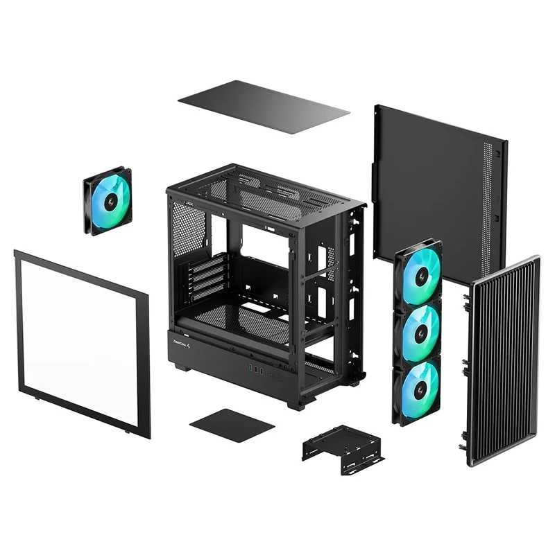 DeepCool CC350 4F Tempered Glass High-Airflow Micro-ATX / M-ATX PC Case (Black) (R-CC350BKANA4-G)