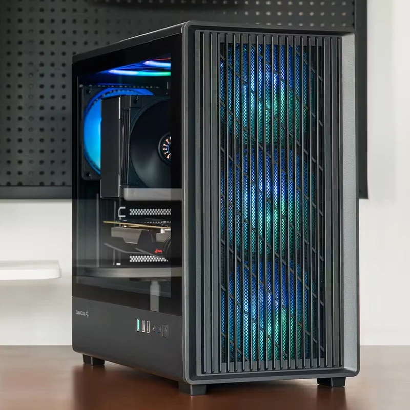 DeepCool CC350 4F Tempered Glass High-Airflow Micro-ATX / M-ATX PC Case (Black) (R-CC350BKANA4-G)