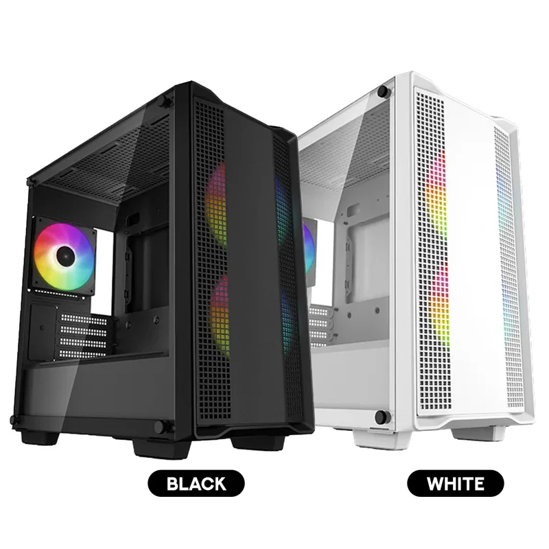 DeepCool CC360 ARGB Tempered Glass High-Airflow Micro-ATX / M-ATX PC Case (Black, White) (R-CC360-BKAPM3-G-1, R-CC360-WHAPM3-G-1)