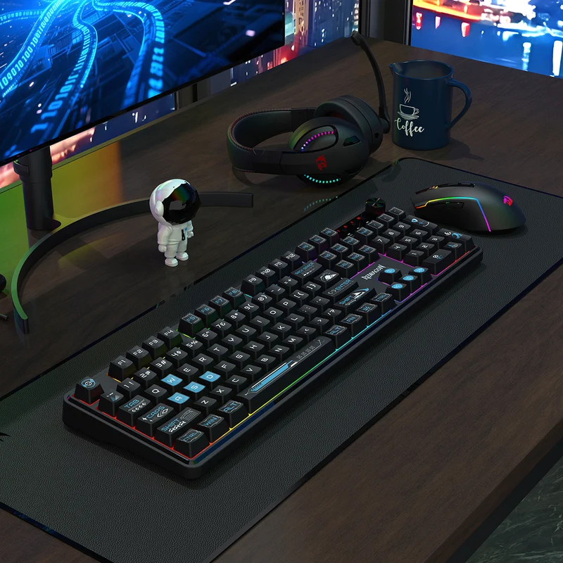 Redragon RM104 Pro Volcano Tri-Mode 104-key Wireless RGB Membrane Mechanical Gaming Keyboard (Black/Blue) (K526BB-WL)