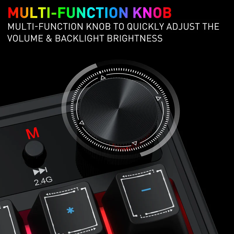 Redragon RM104 Pro Volcano Tri-Mode 104-key Wireless RGB Membrane Mechanical Gaming Keyboard (Black/Blue) (K526BB-WL)